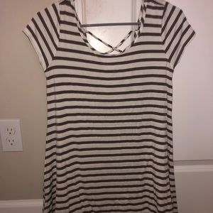 White and Grey Fit and Flaire Dress